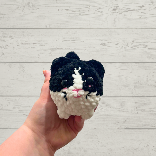 Black and White Cat Crochet Toy