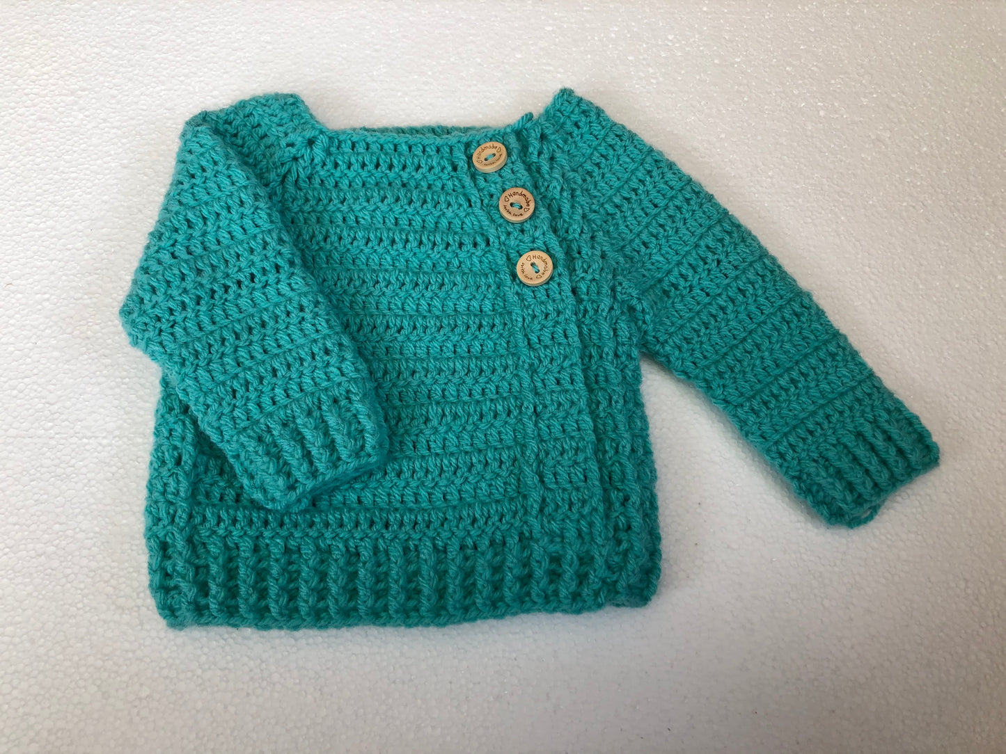 Small Newborn Crocheted Teal Baby Jumper