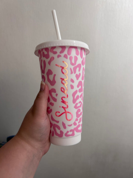 Pink Cheetah Print 24oz Cold Cup