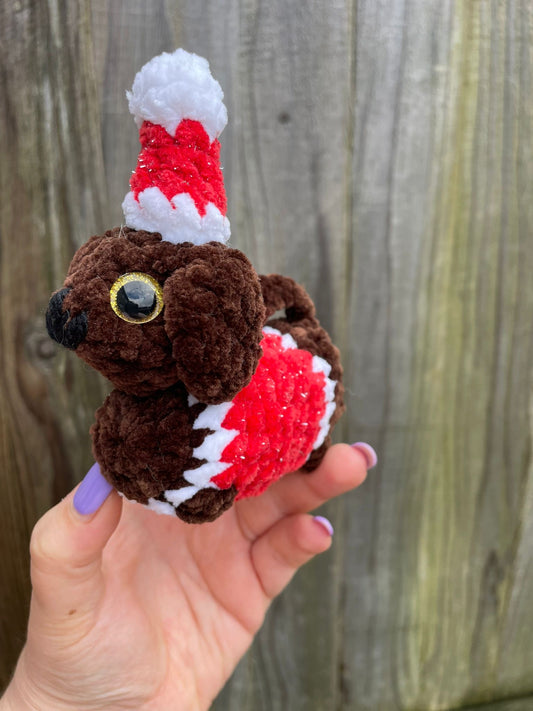 Christmas Sausage Dog Crochet Toy