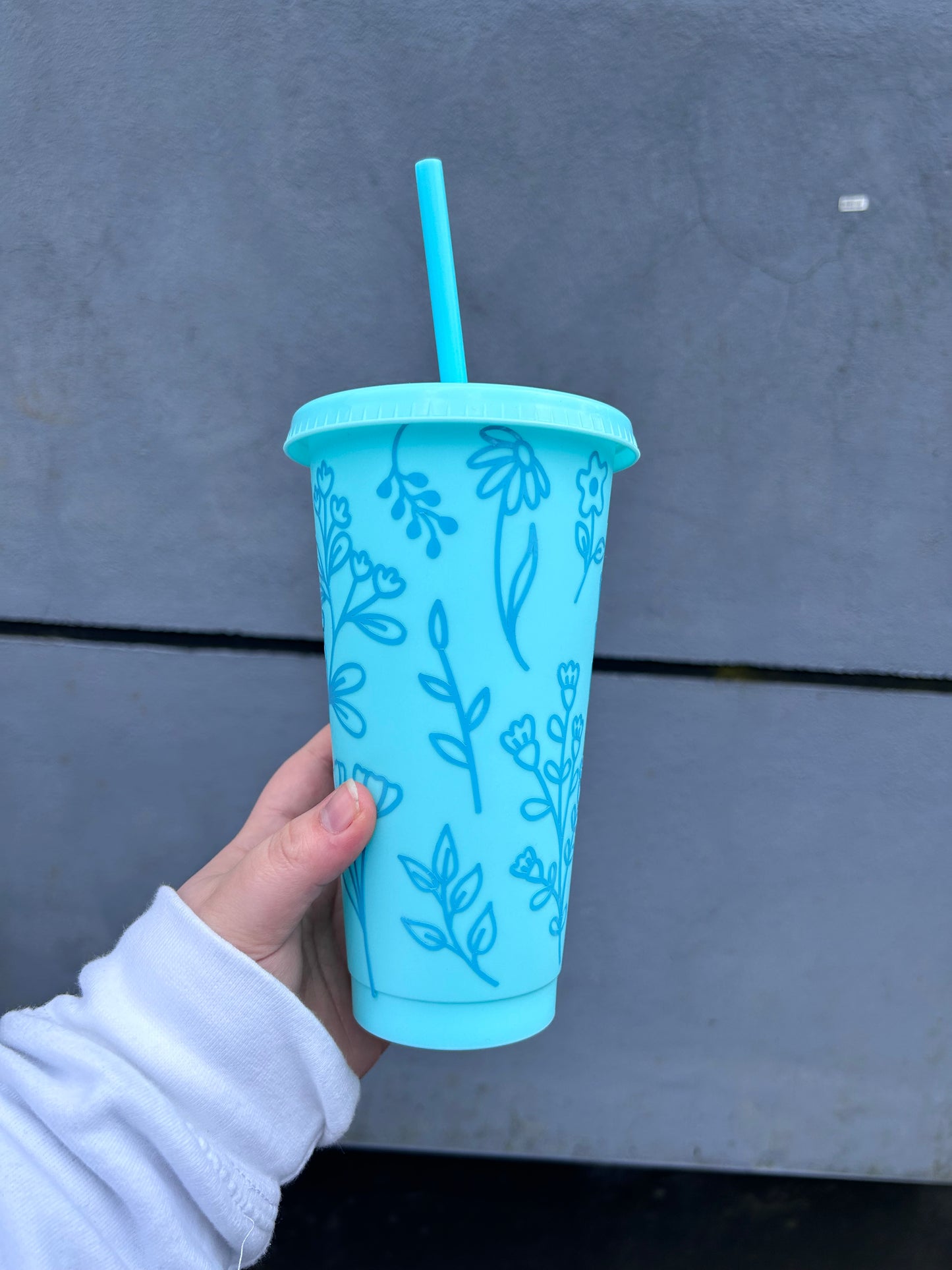 Green Floral 24oz Cold Cup