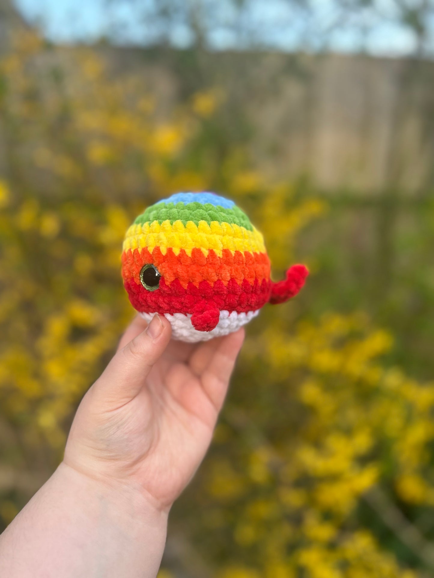 Crochet Rainbow Whale Toy