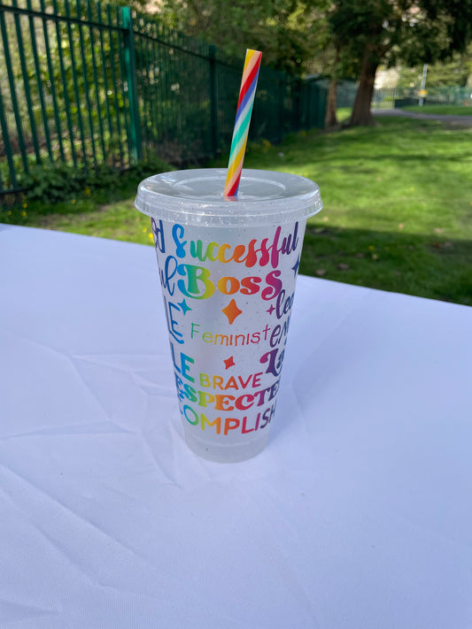 Rainbow Feminist 24oz Cold Cup