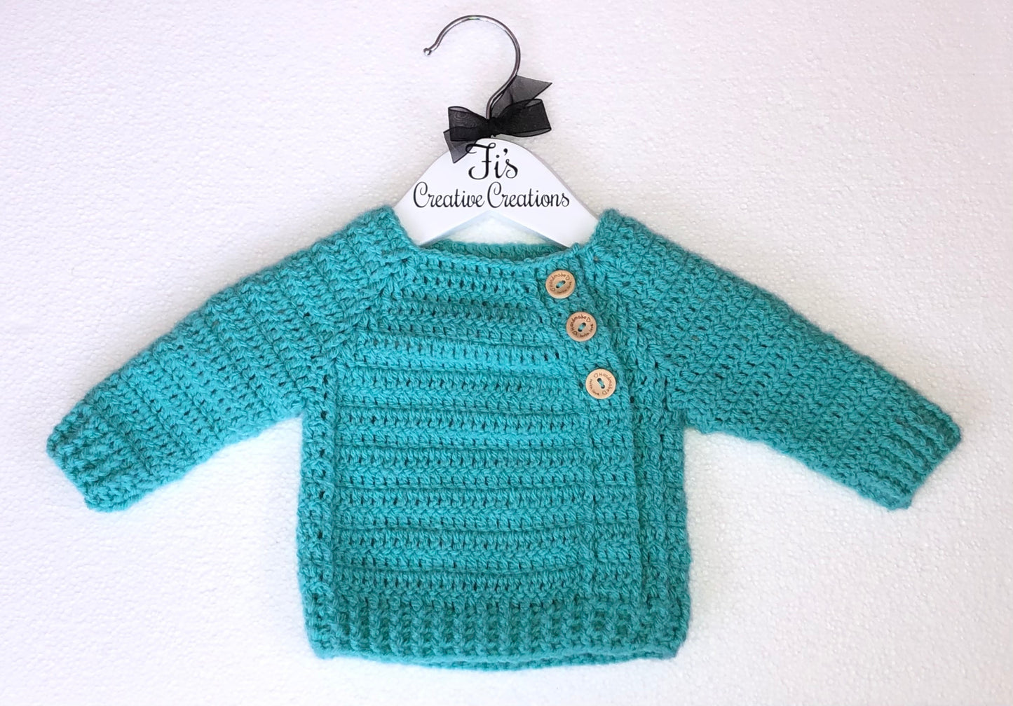 Small Newborn Crocheted Teal Baby Jumper