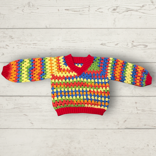 Crochet Jumper Rainbow 1-2 Years