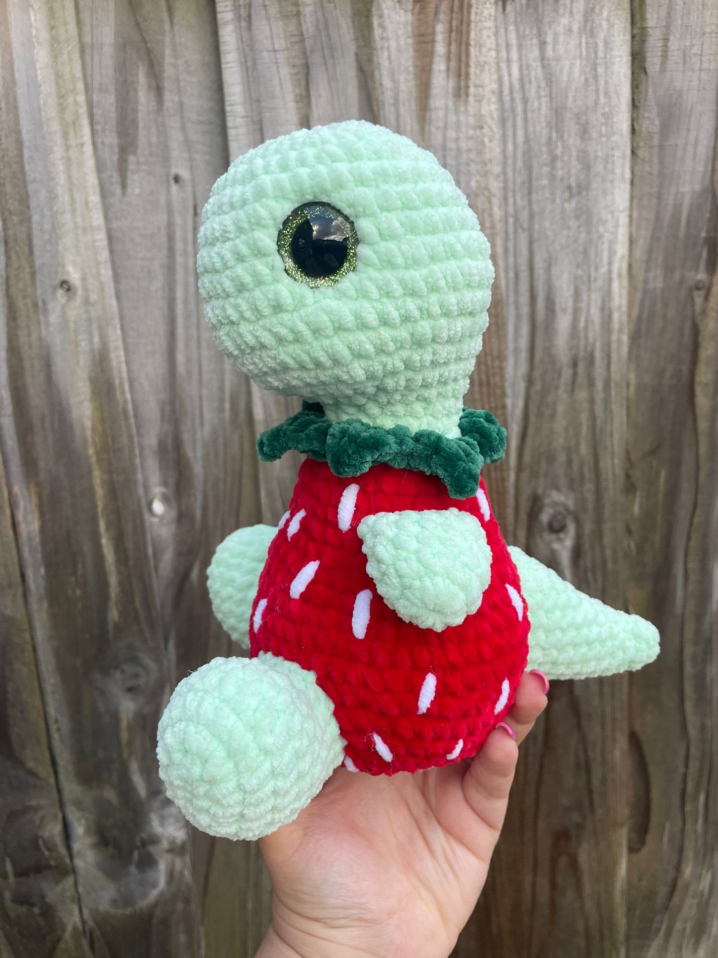 Strawberry Dinosaur Crochet Toy
