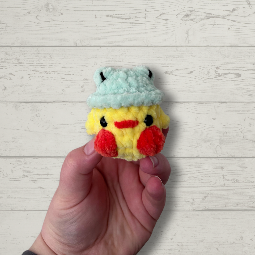 Duck in Frog Hat Crochet Toy