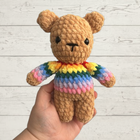 Bear with Rainbow Jumper Crochet Toys