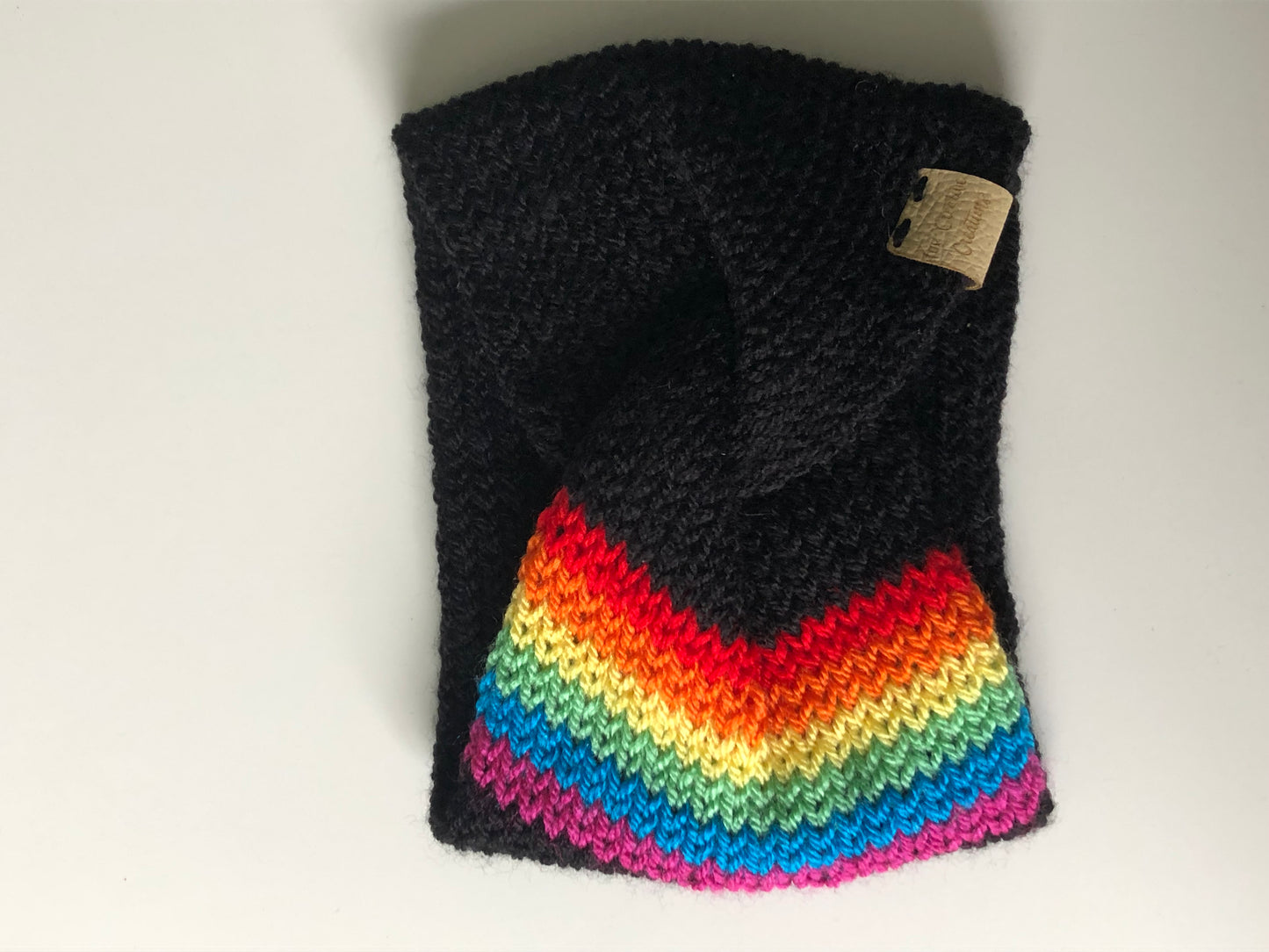 Black Rainbow Knitted Ear Warmer