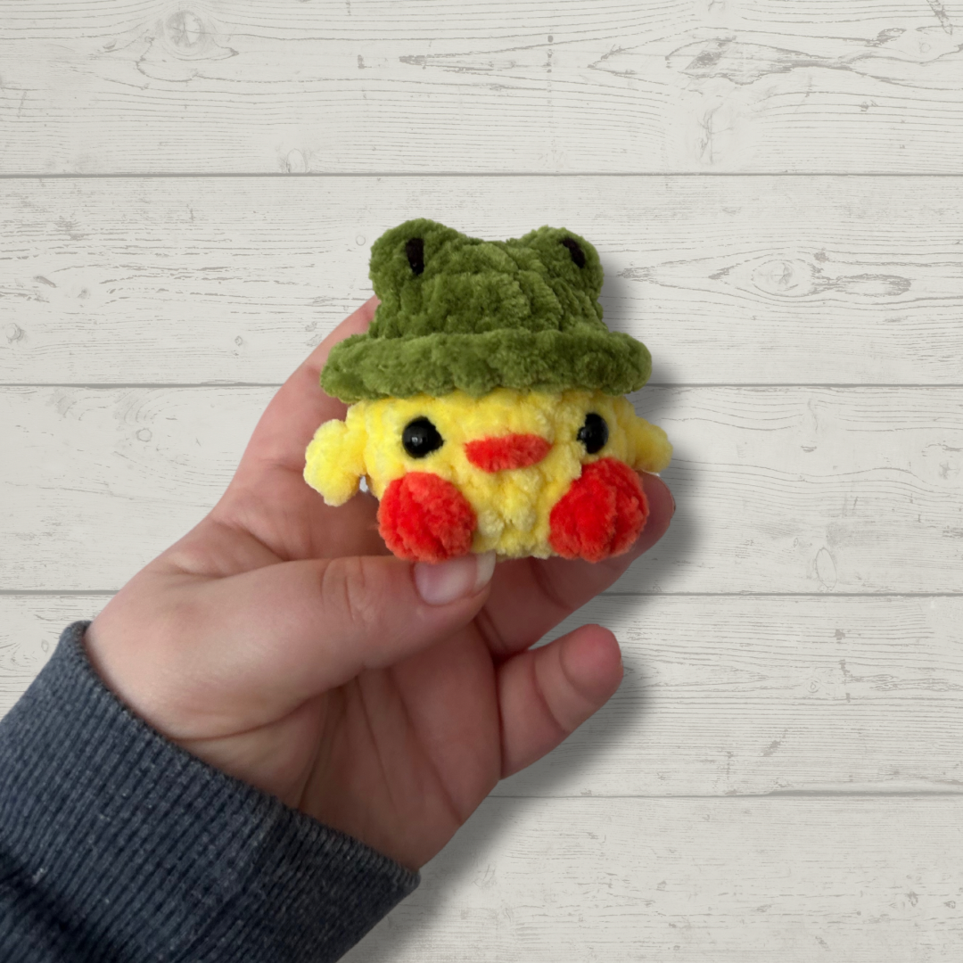 Duck in Frog Hat Crochet Toy