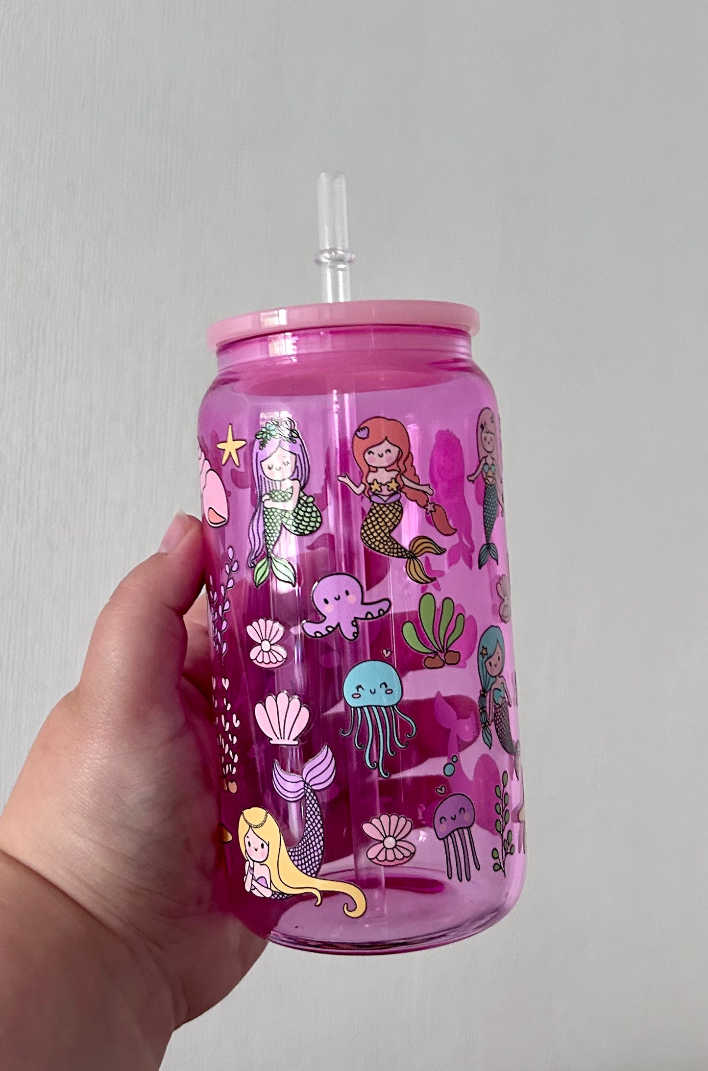 Mermaid Pink 16oz Glass Can