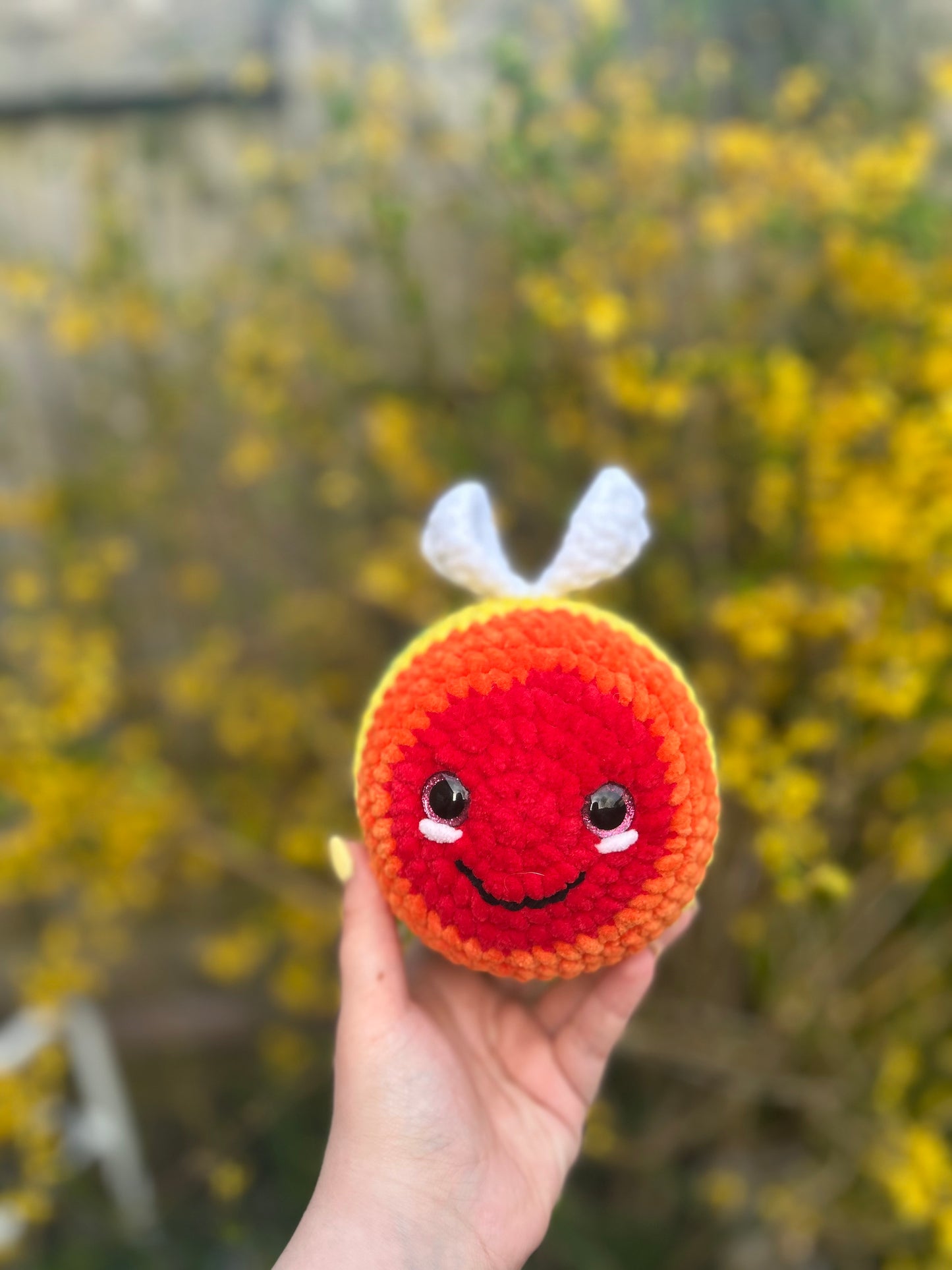 Large crochet Rainbow Bee Toy
