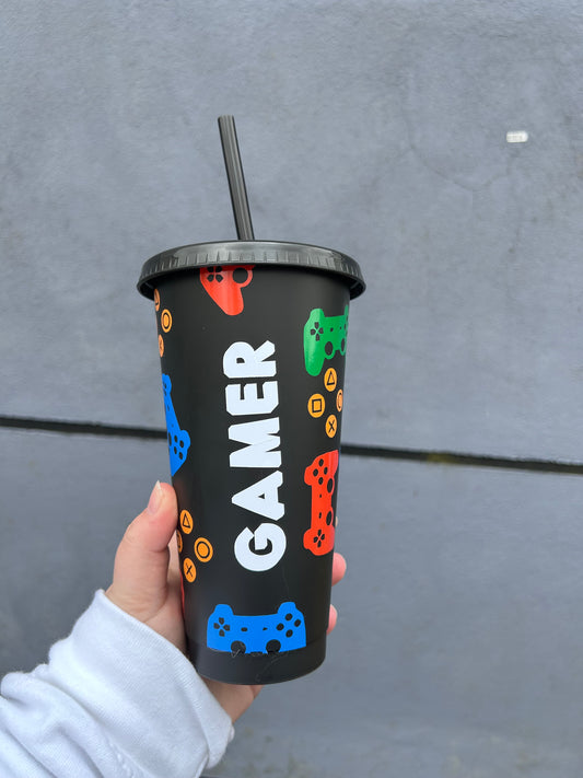 Personalised Black Gaming Cold Cup