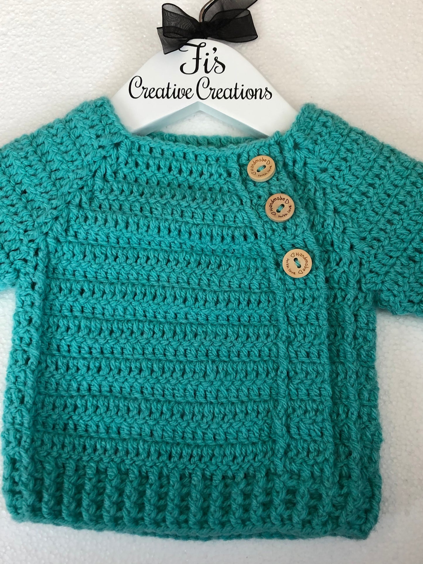 Small Newborn Crocheted Teal Baby Jumper