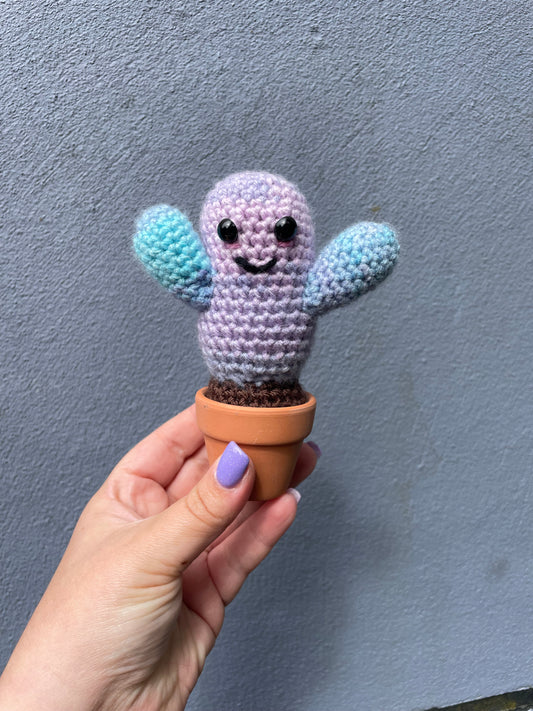 Purple Mix Crochet Cactus in Pot