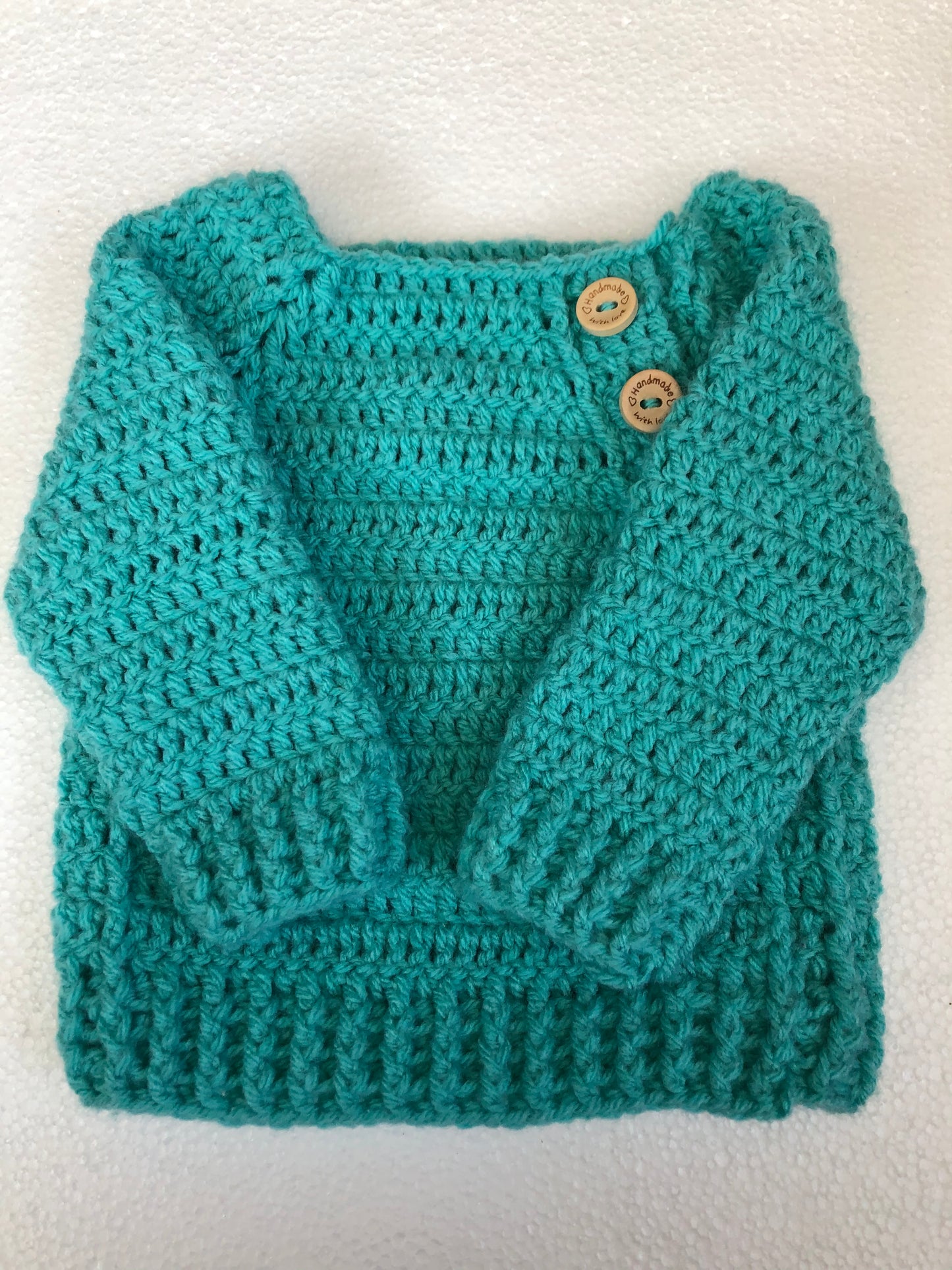 Small Newborn Crocheted Teal Baby Jumper