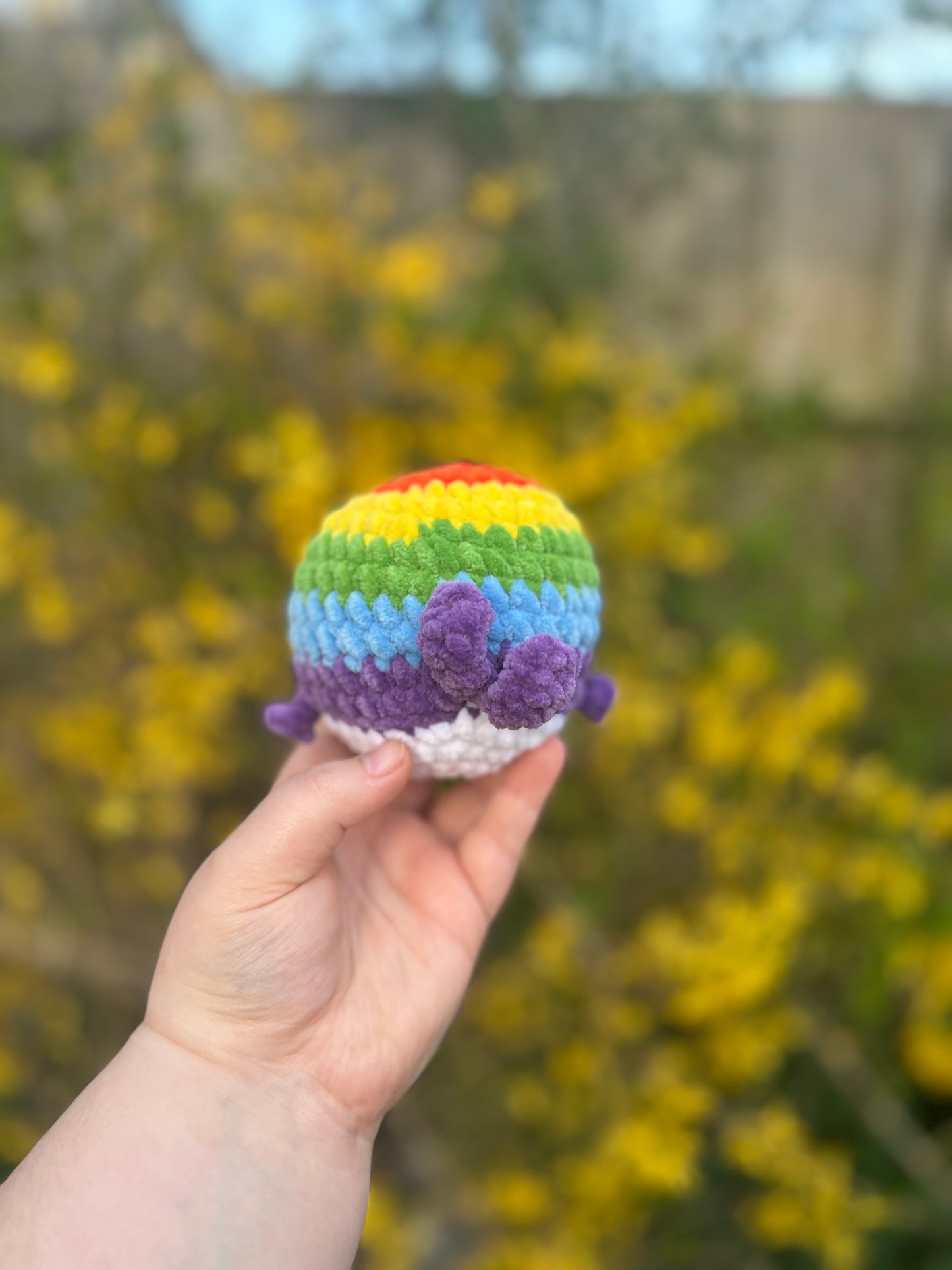 Crochet Rainbow Whale Toy