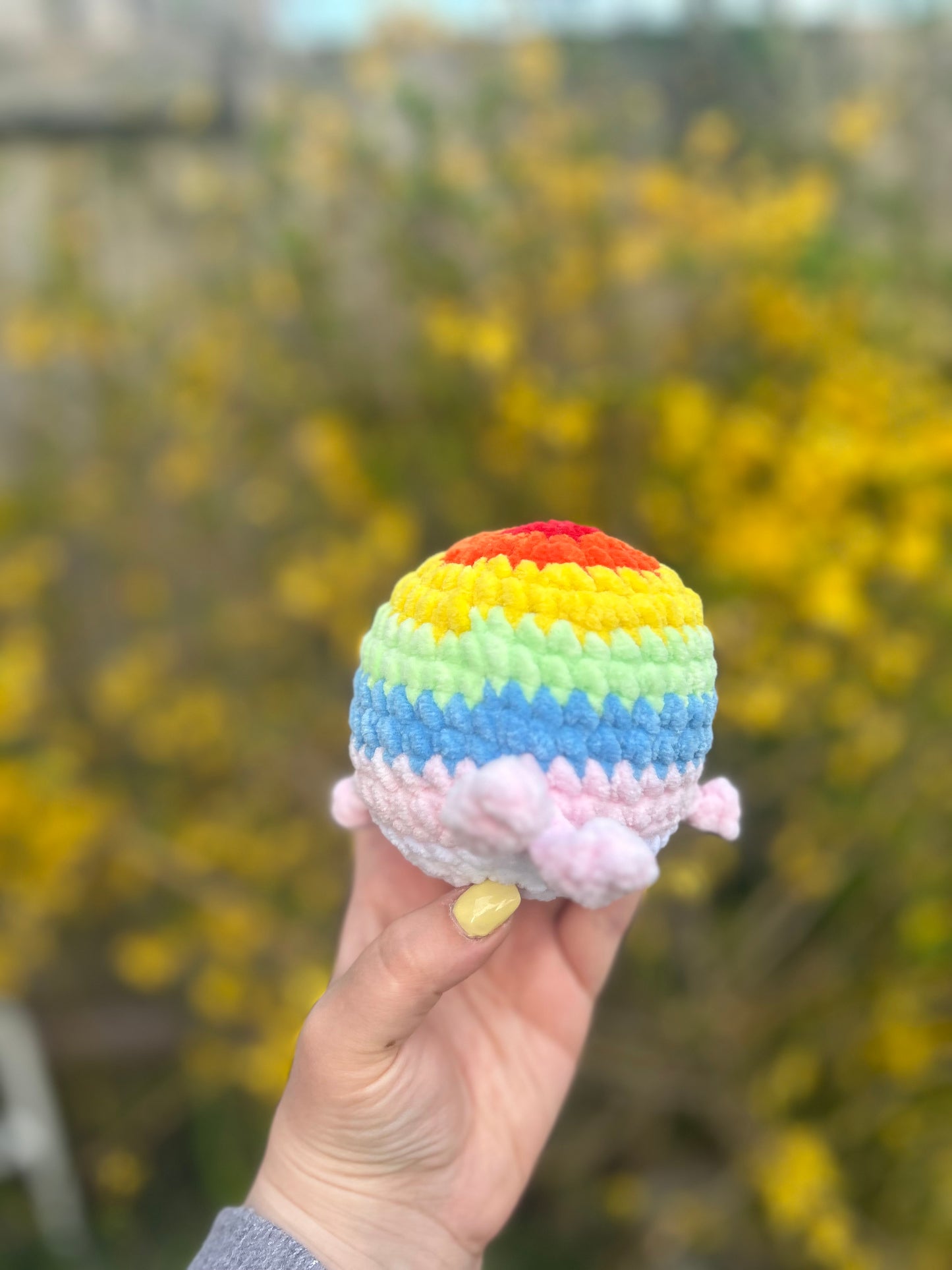 Crochet Rainbow Whale Toy