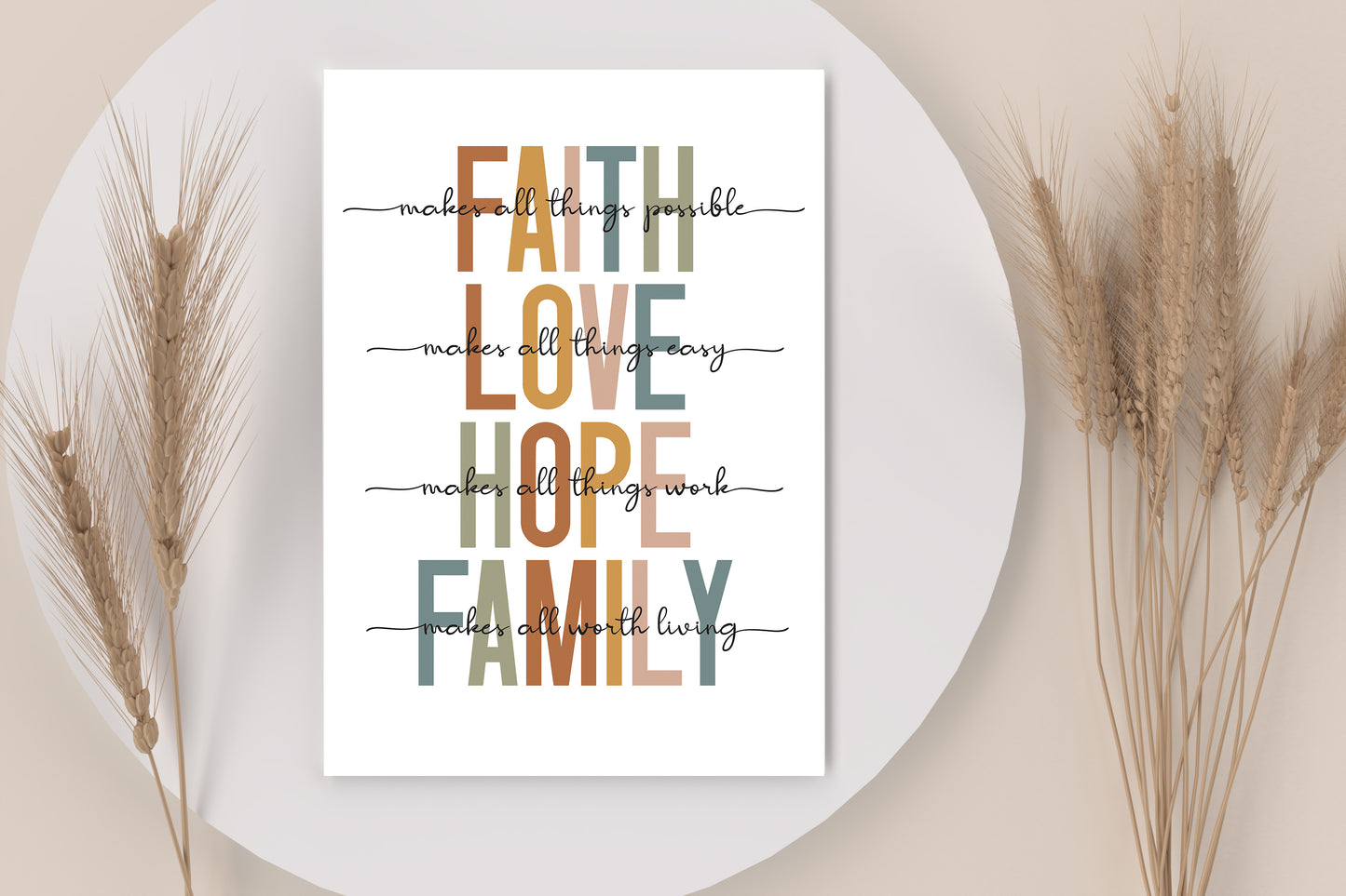 Faith, Hope, Love, Family A6 Print