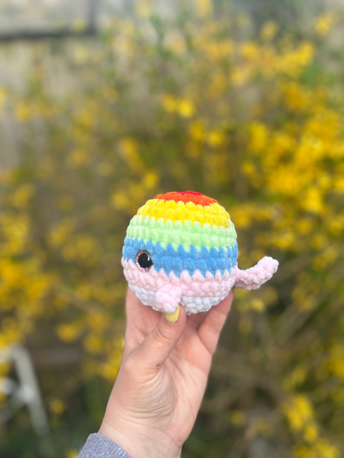 Crochet Rainbow Whale Toy