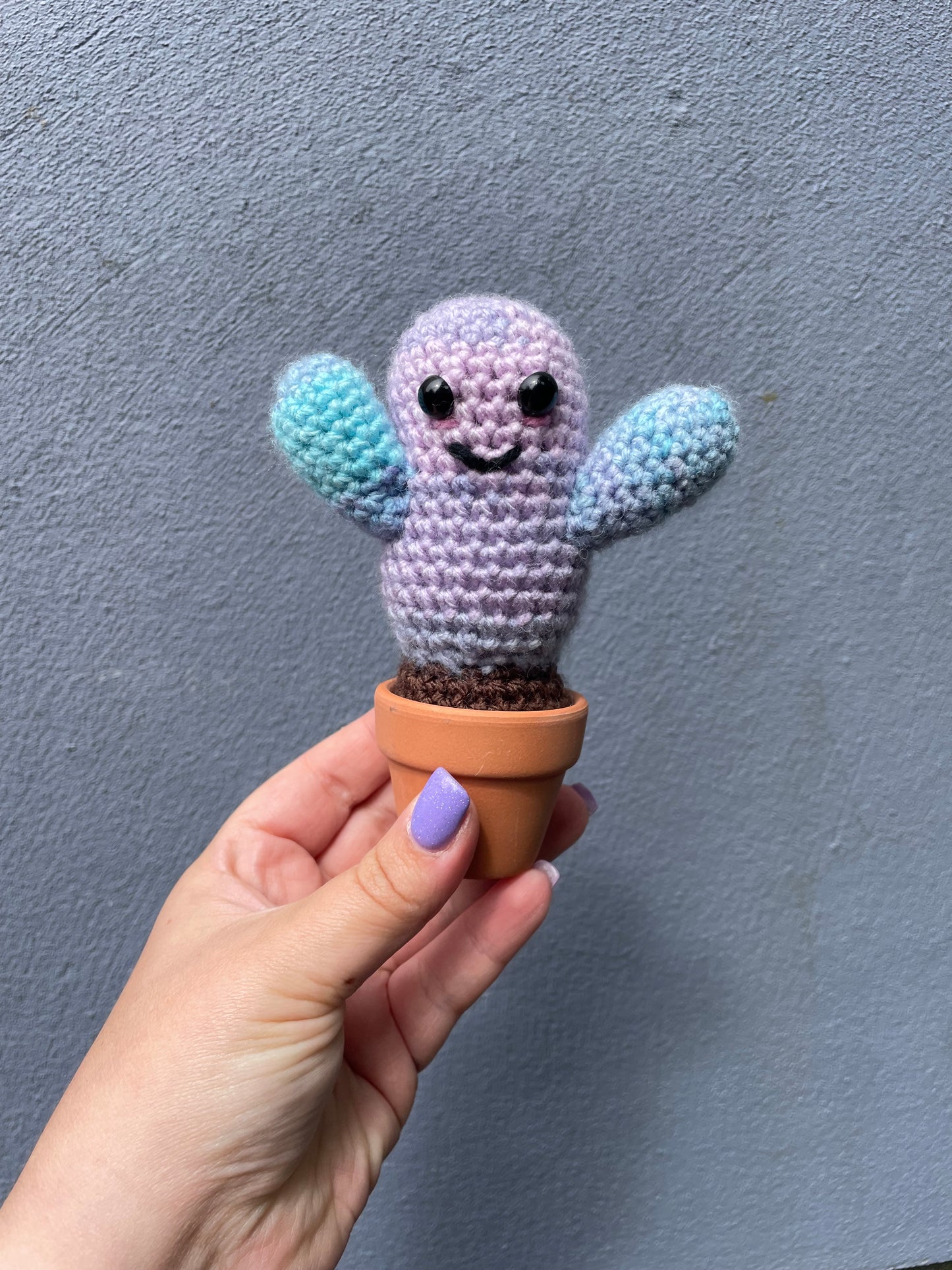 Purple Mix Crochet Cactus in Pot