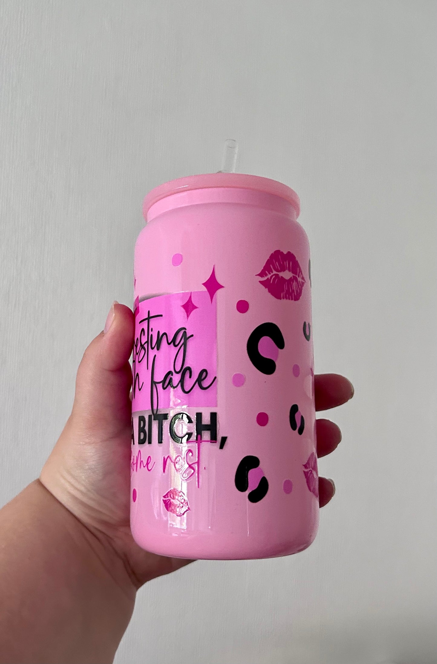 Resting Bitch Face Sweary 16oz Glass Can