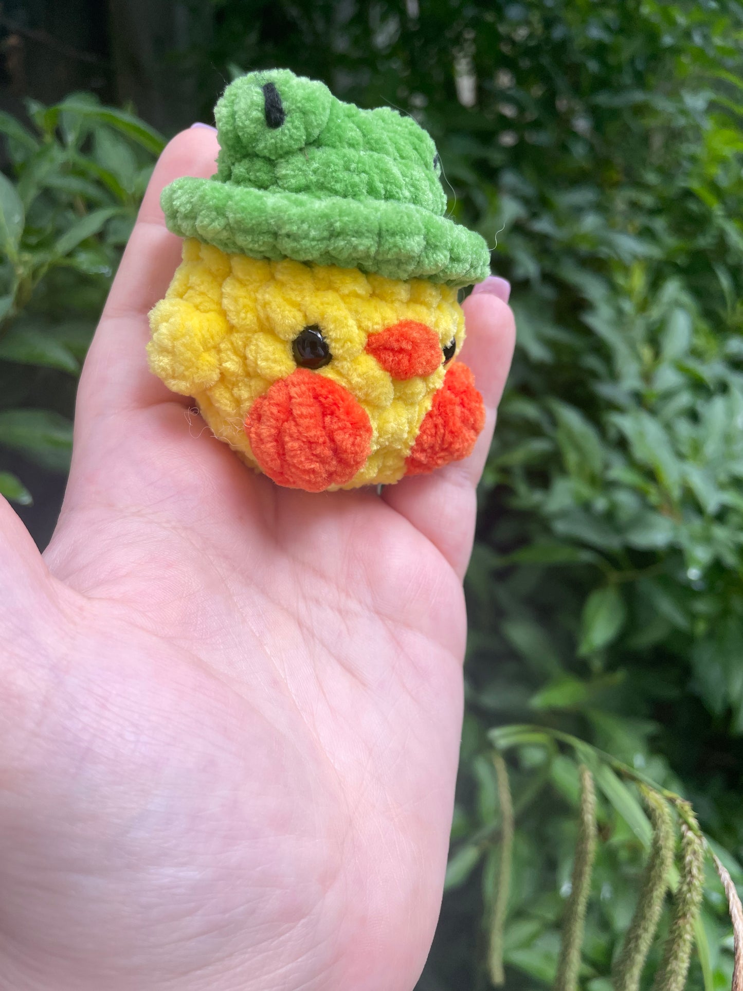 Duck in Frog Hat Crochet Toy
