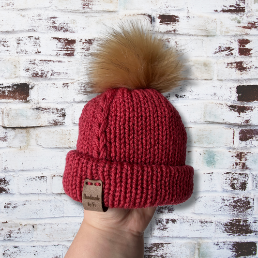 Pink Baby Hat with Plait down the side
