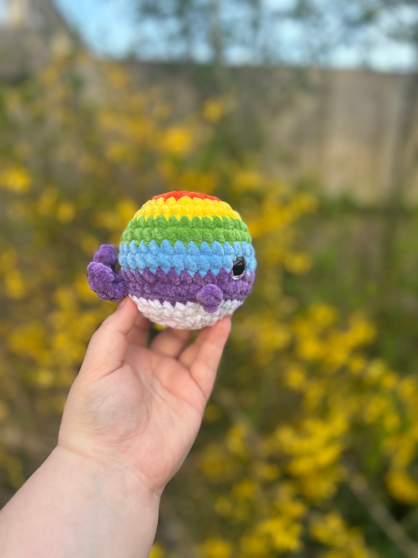 Crochet Rainbow Whale Toy