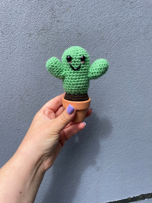 Green Crochet Cactus in Pot