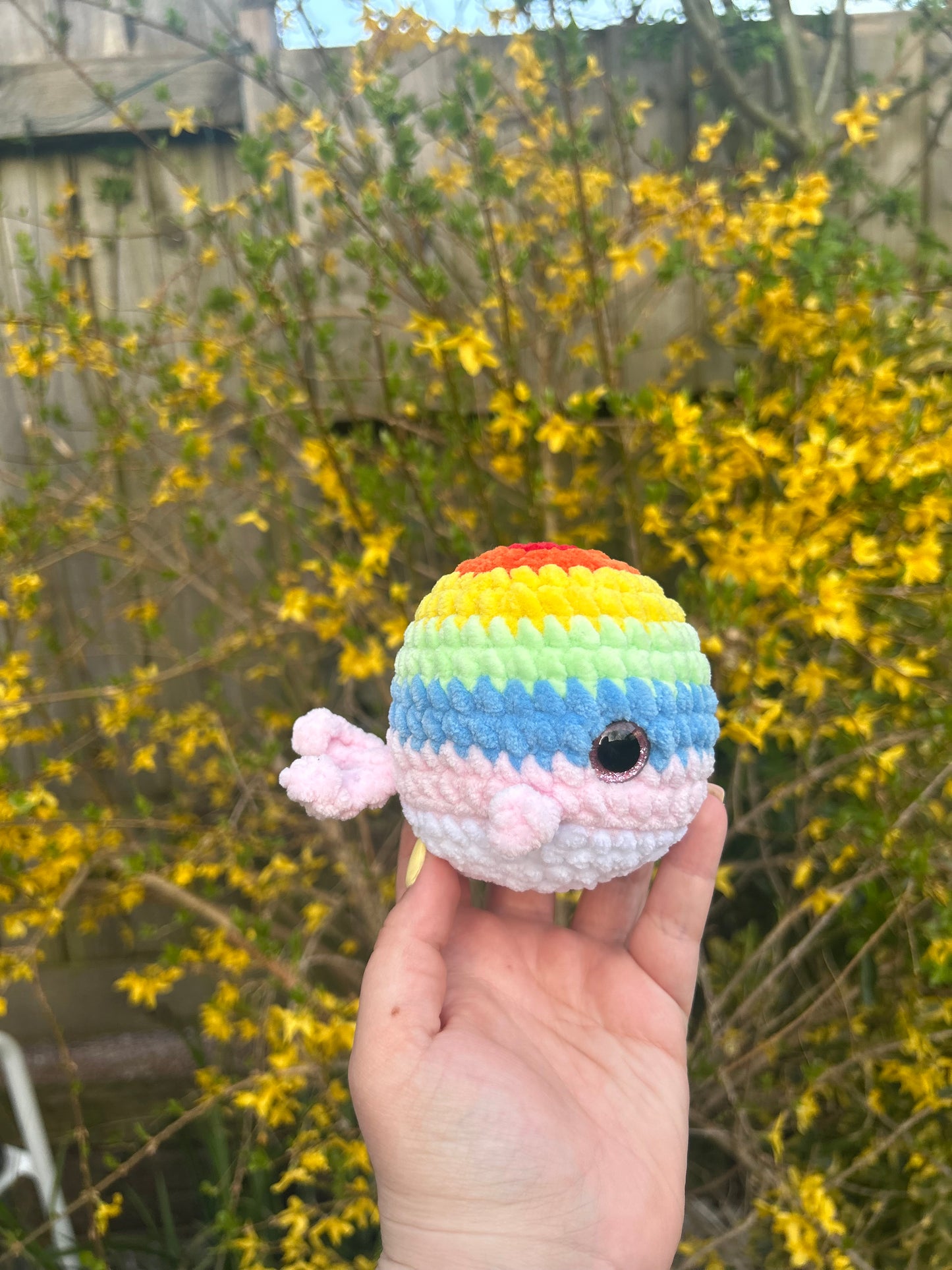 Crochet Rainbow Whale Toy