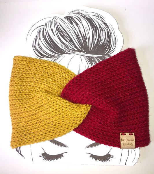 Gold and Burgundy Ear Warmer