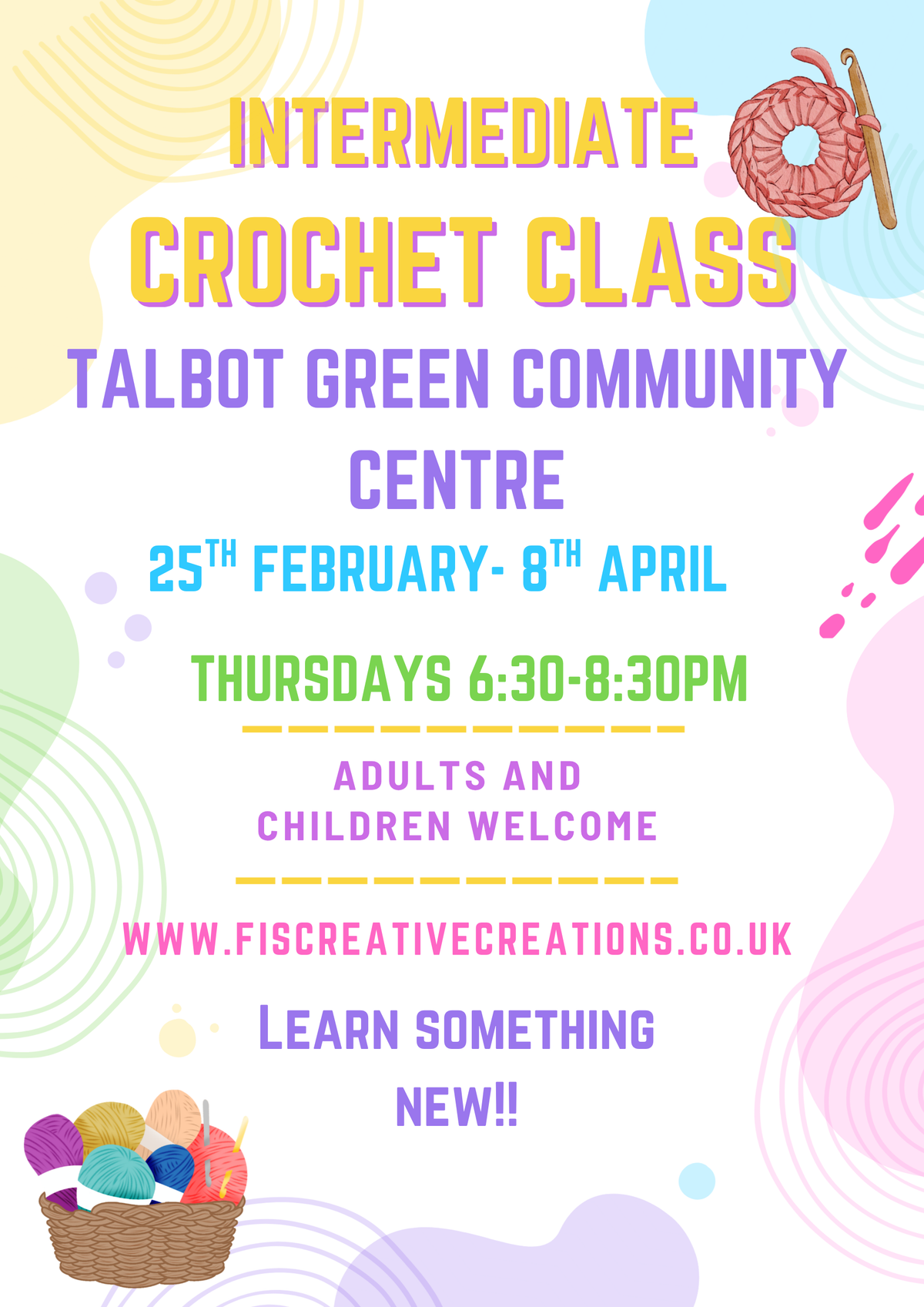 Intermediate Crochet Class- Talbot Green February Start