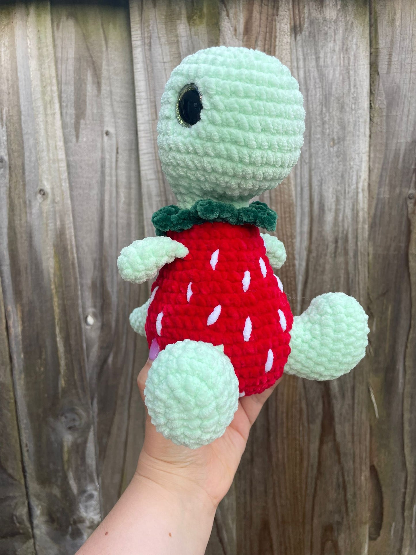 Strawberry Dinosaur Crochet Toy