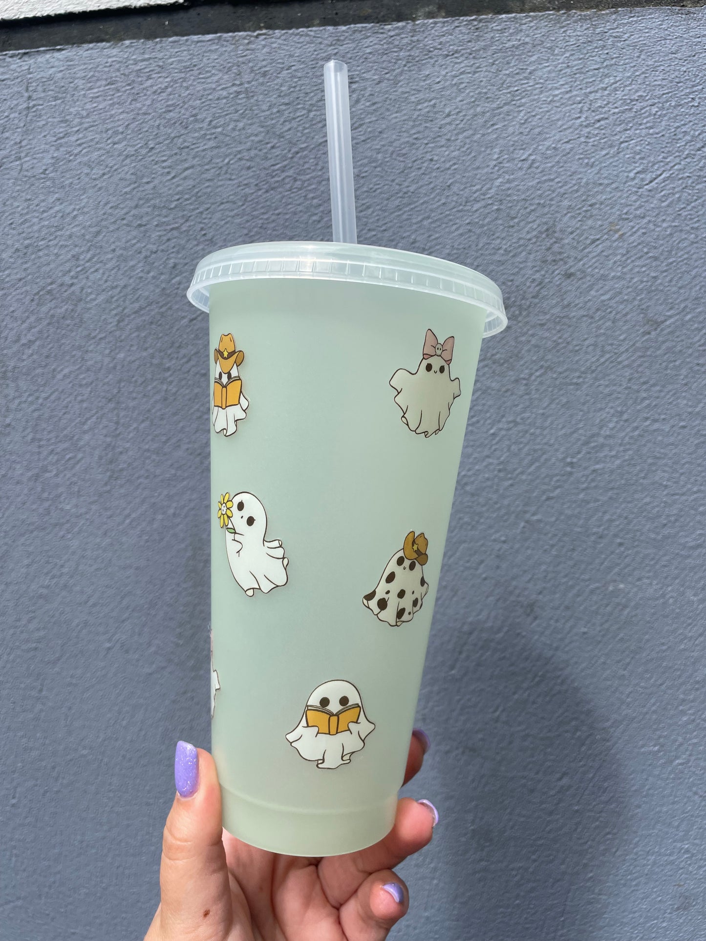 Glow in the dark cute ghosts 24oz Cold Cup