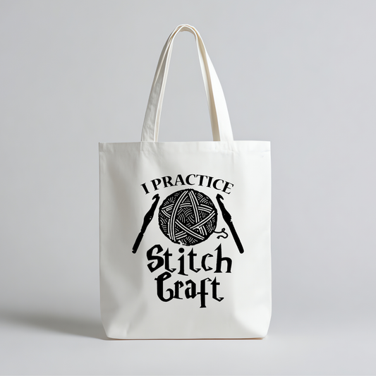 I practice stitch craft Crochet themed Tote Bag