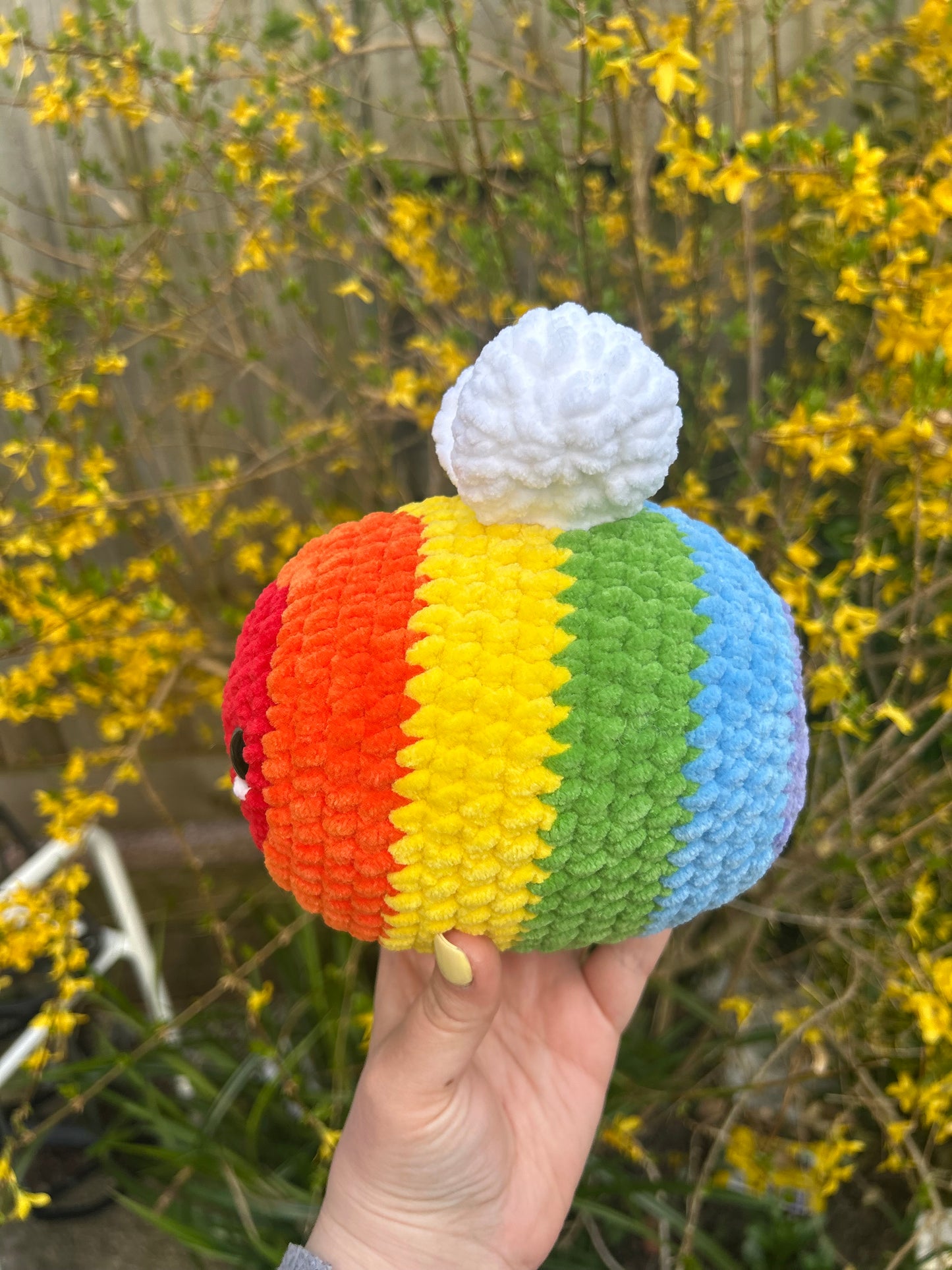 Large crochet Rainbow Bee Toy
