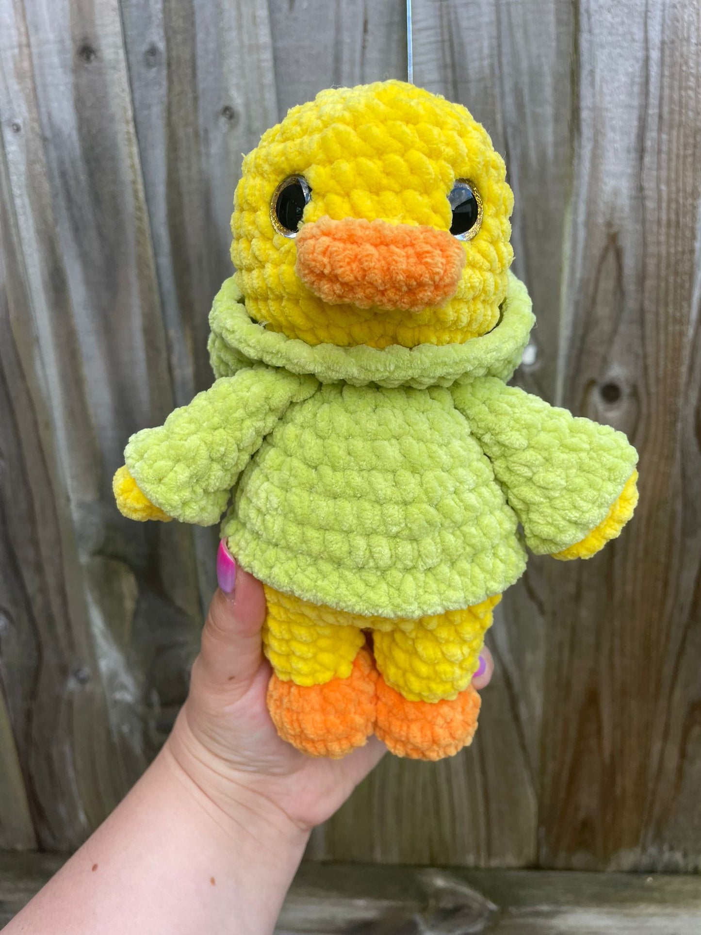 Duck in Frog Hoodie Crochet Toy