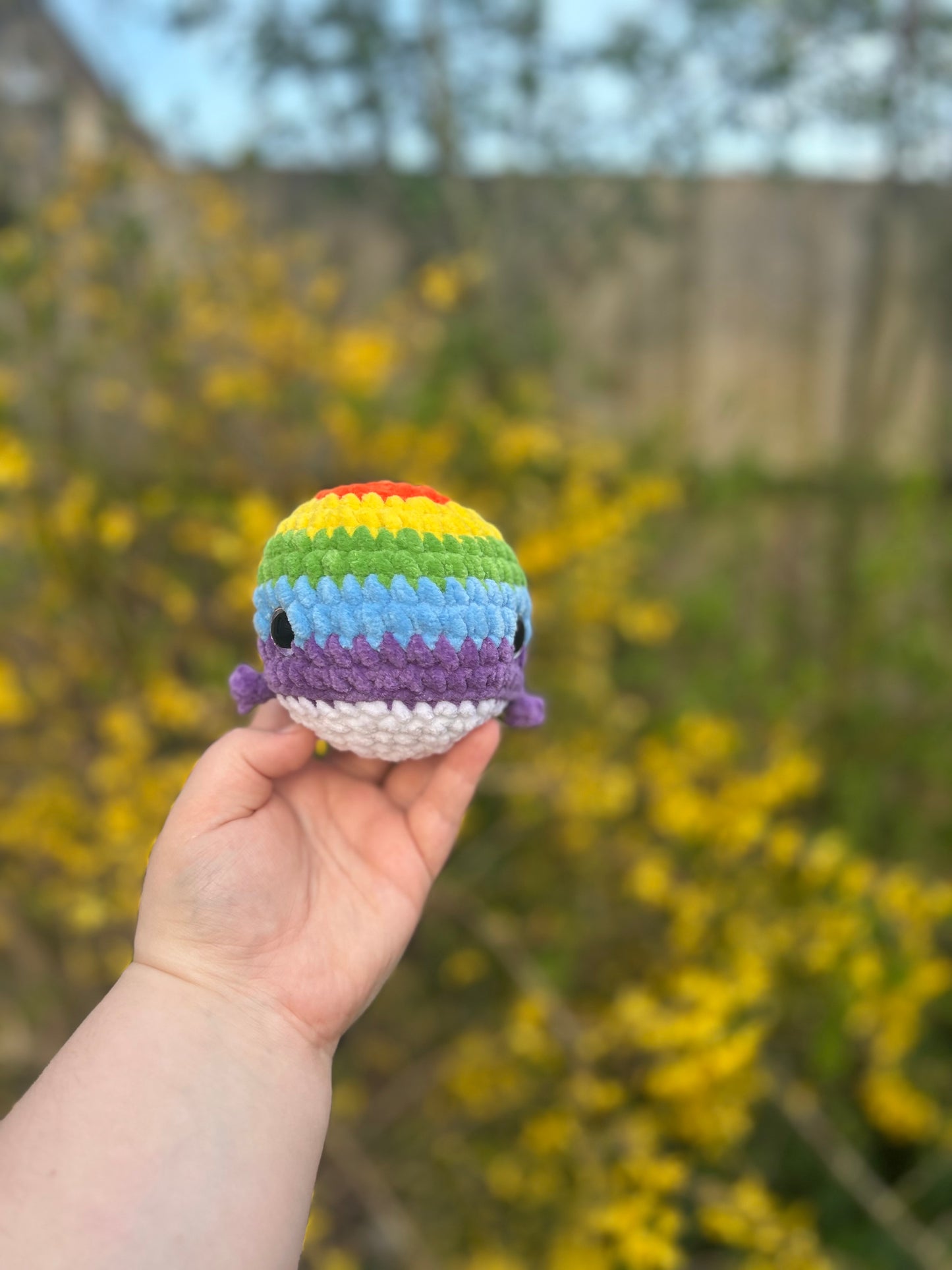 Crochet Rainbow Whale Toy