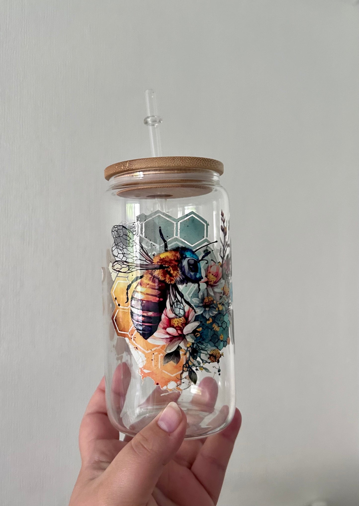 Let it Bee 16oz Glass Can