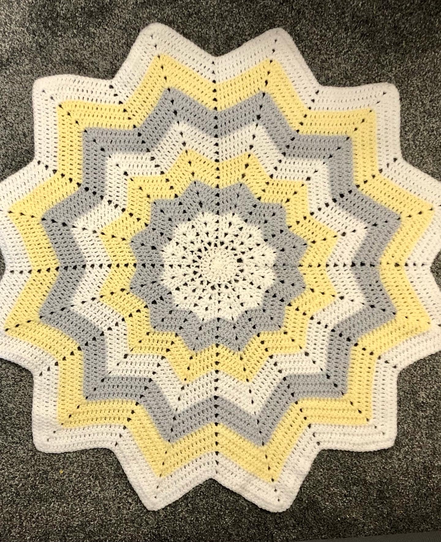 Yellow, grey and White Gender Neutral Baby Blanket