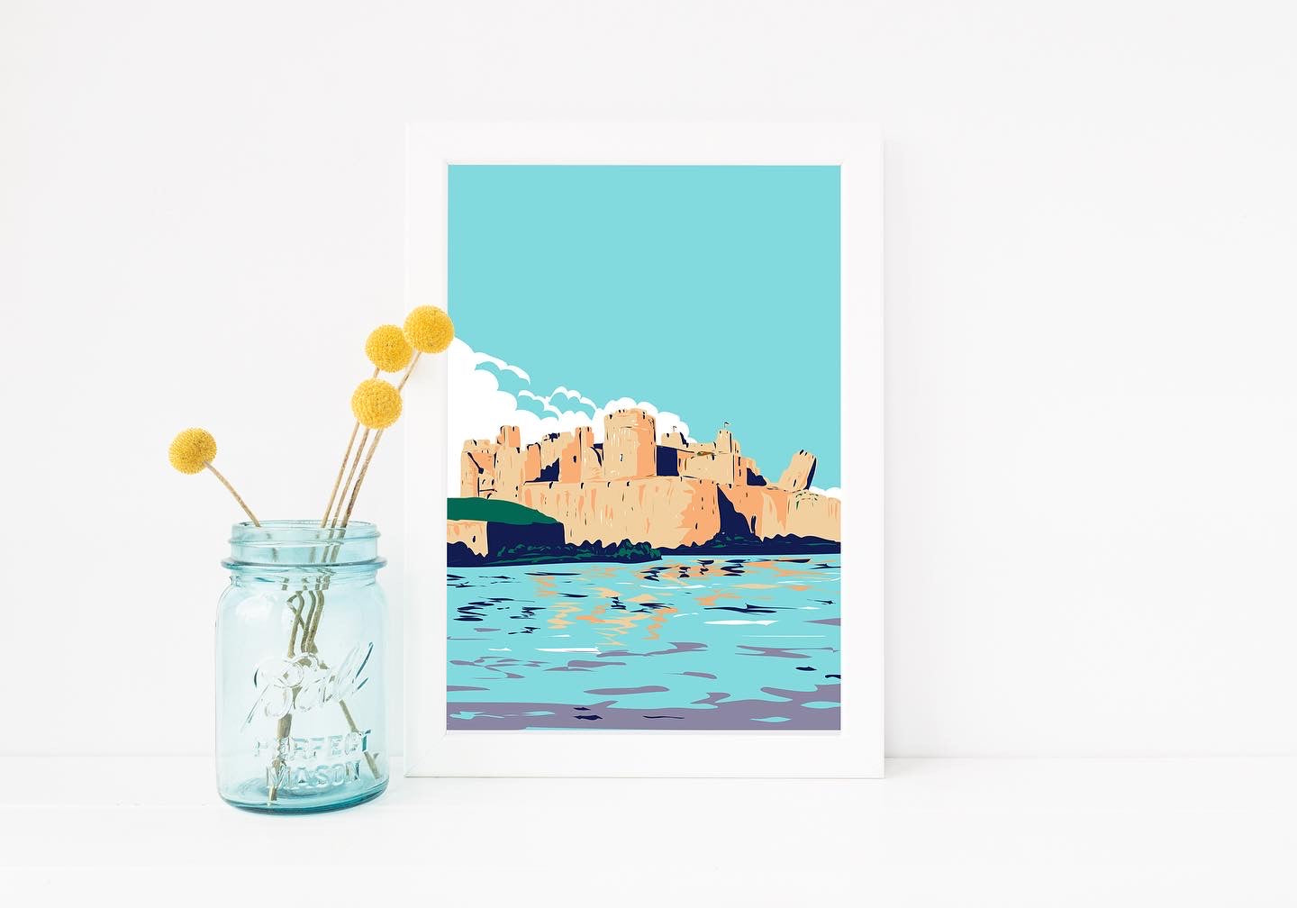 Caerphilly Castle Welsh A6 Print