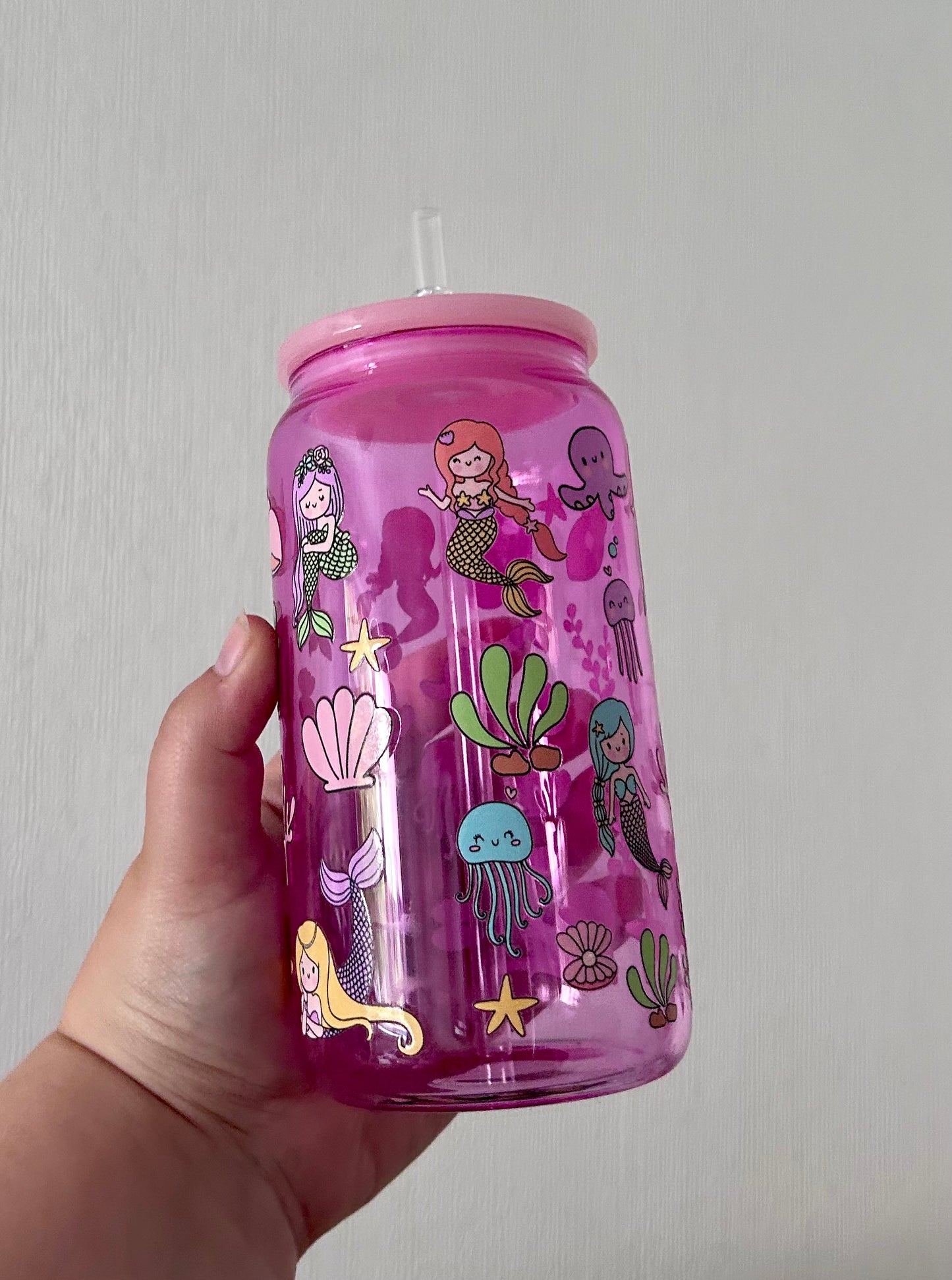Mermaid Pink 16oz Glass Can