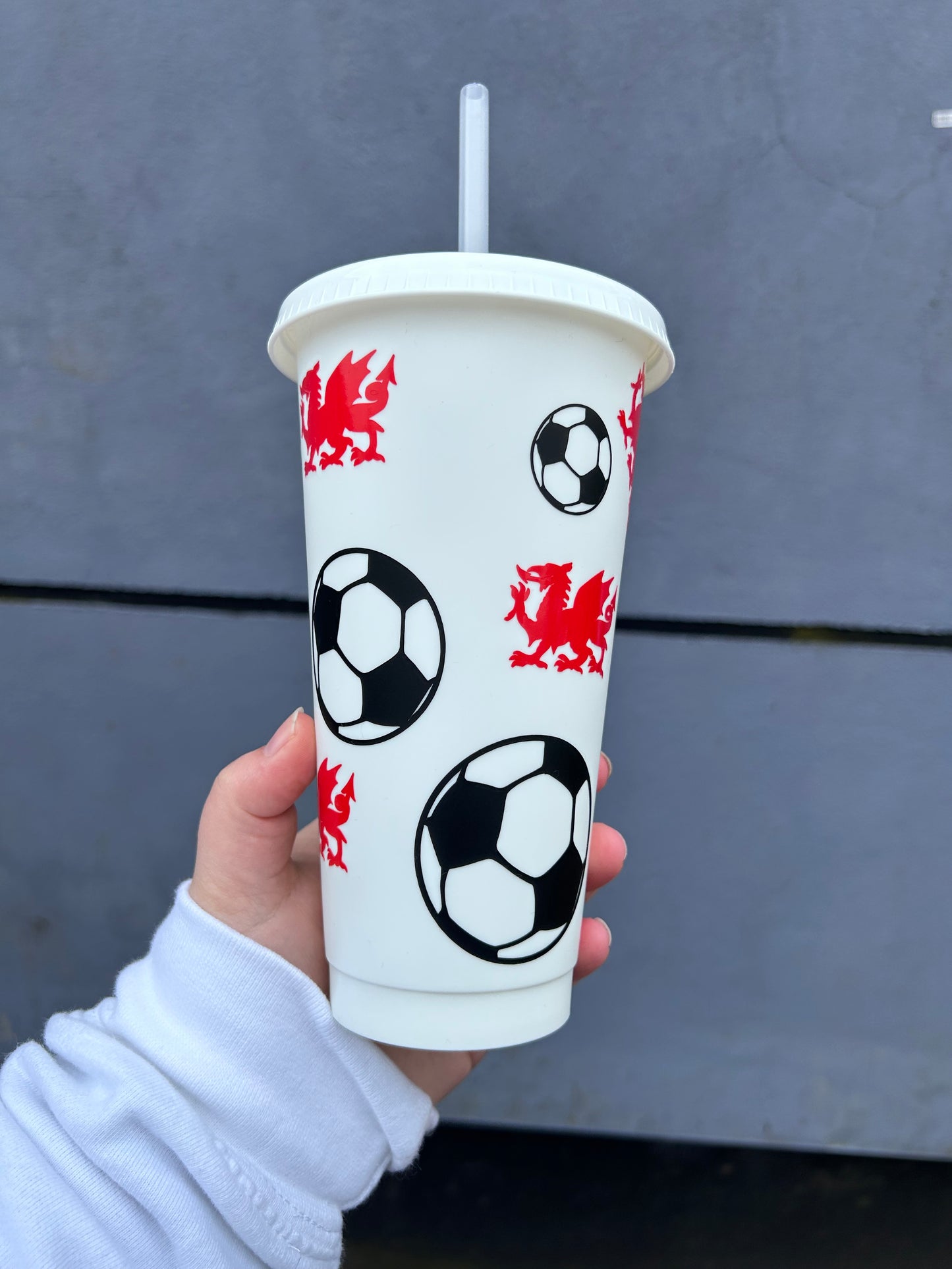 Personalised Welsh Football 24oz Cold Cup