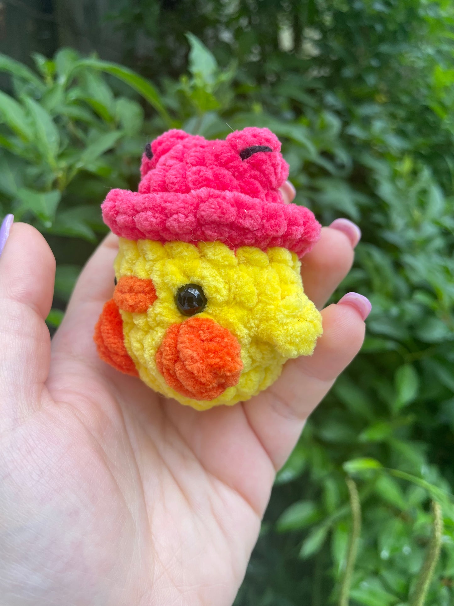 Duck in Frog Hat Crochet Toy