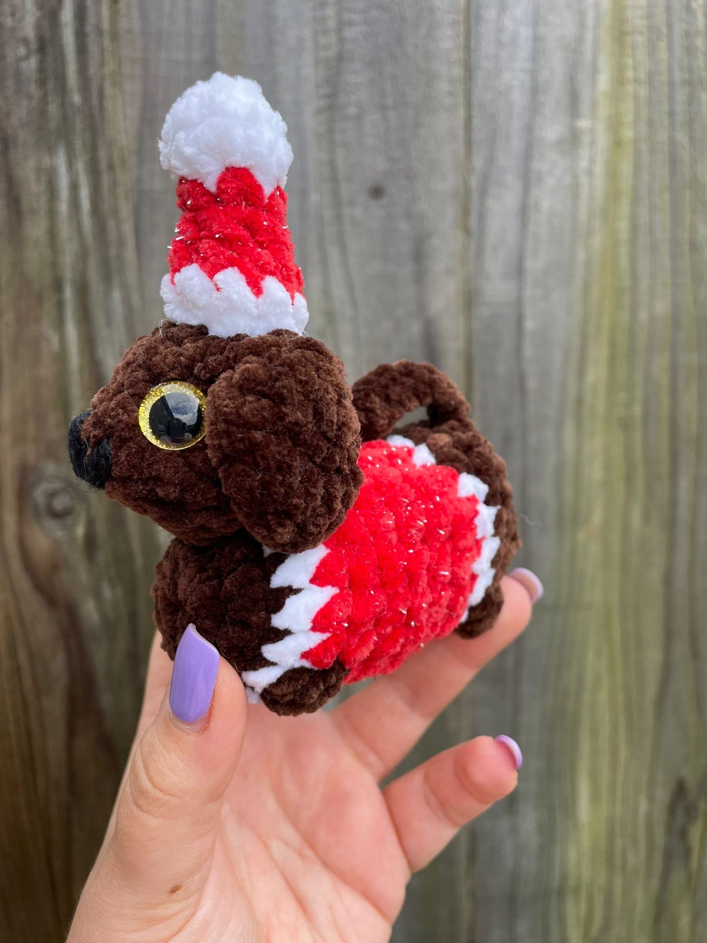 Christmas Sausage Dog Crochet Toy