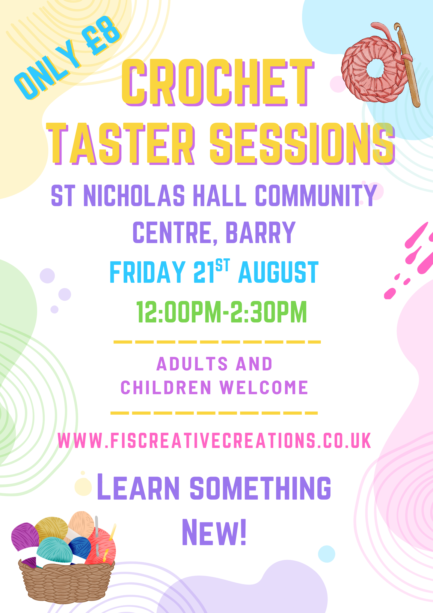 Crochet Taster Session- Barry 21st August 12:00pm-2:30pm