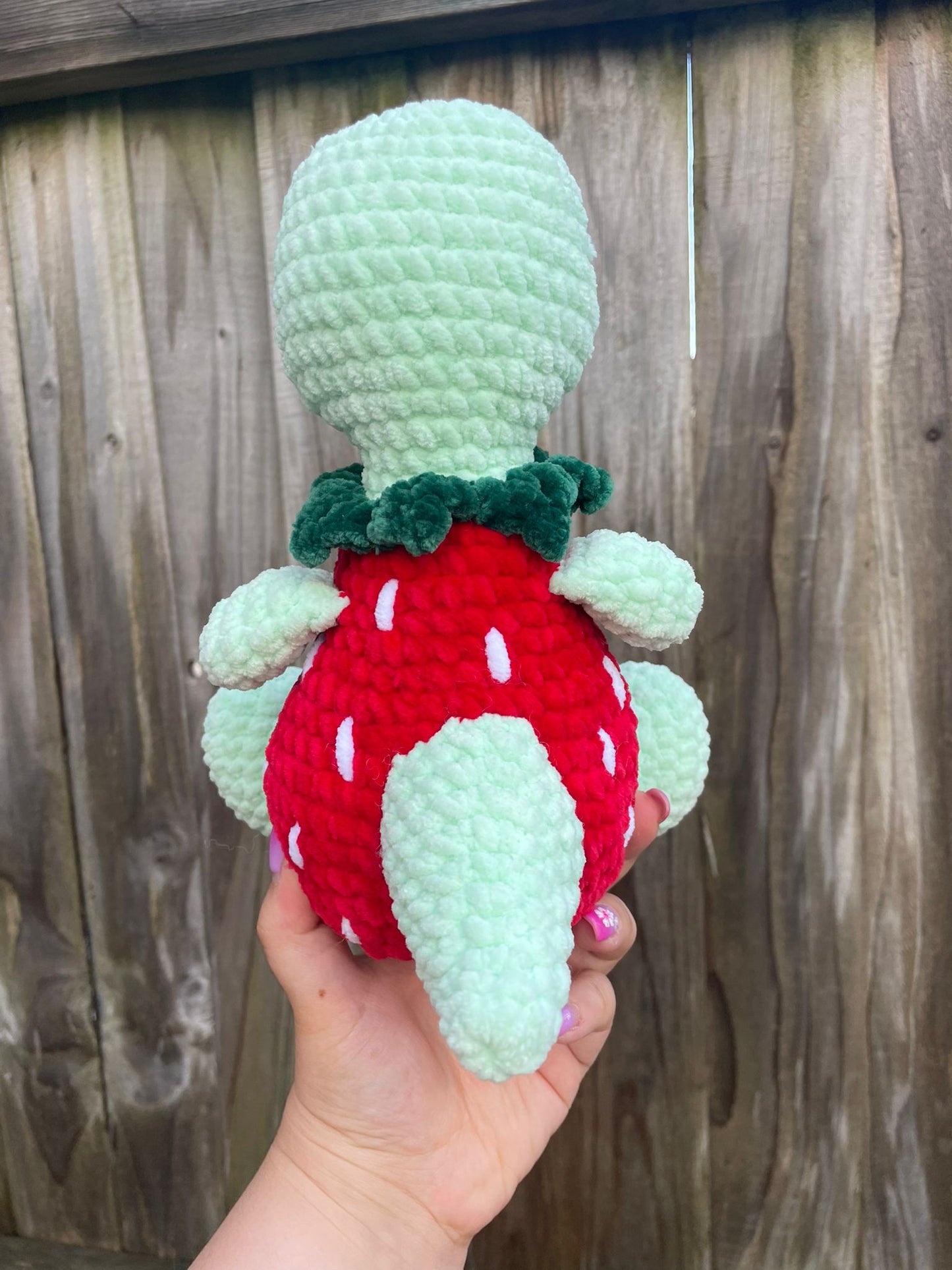Strawberry Dinosaur Crochet Toy