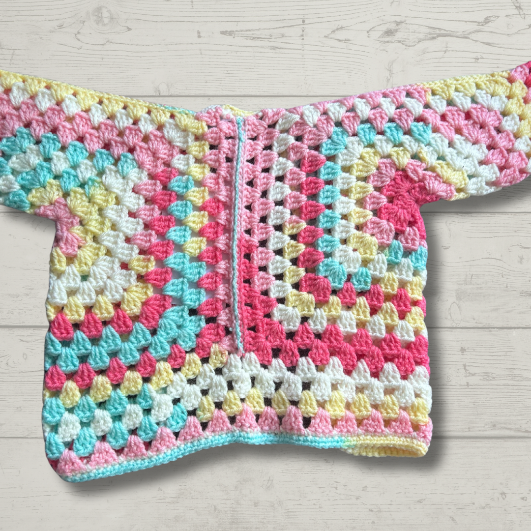 Pink Blue Mix Crochet Children’s Cardigan Custom Size