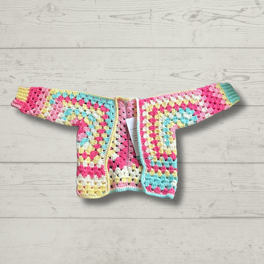 Pink Blue Mix Crochet Children’s Cardigan Custom Size